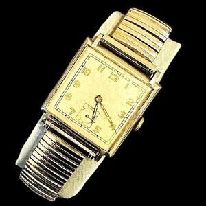 Vintage Art Deco style Square Face Stainless Steel Men’s Wristwatch - Sold As is